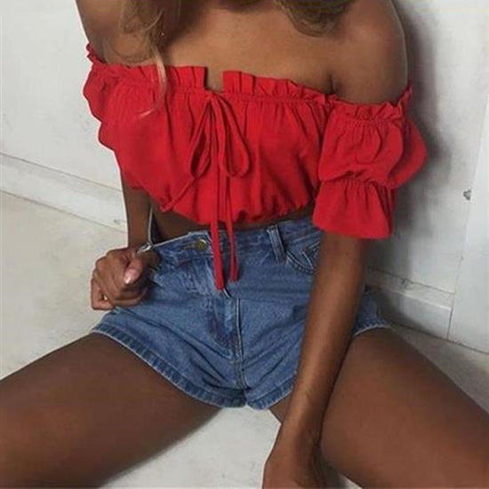 Fashion Ladies Sexy Off-the-shoulder Tops